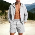 thumbnail image 1 of GUZOM Mens Nylon Spandex Tracksuit 2 Piece Outfit Quick Dry Athletic Shorts Set with Hoodie Matching Lounge Wear for Gym Running Training Gray,Size M, 1 of 9