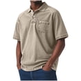 thumbnail image 1 of GUZOM Mens Polo Shirt, Soft Washed Vintage Look, Relaxed Fit Stretch Short Sleeve Casual Shirt for Men, Big & Tall Sizes S-5XL, Khaki,Size S, 1 of 6