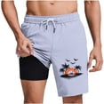 thumbnail image 1 of GUZOM Mens Purple Swim Trunks Quick Dry with Liner, Tropical Sunset Print Board Shorts for Beach Pool Vacation, Elastic Waist & Pockets,Size 3XL, 1 of 6