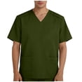 thumbnail image 1 of GUZOM Mens Scrub Top Short Sleeve V-Neck Stretch Breathable for Nurses Medical Work Two Pockets - Army Green,Size XL, 1 of 6