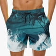 thumbnail image 1 of GUZOM Mens Swim Trunks Board Shorts Quick Dry with Pockets, Teal Blue Tropical Palm Tree Print, Elastic Waist, Chlorine Resistant, S-5XL,Size 4XL, 1 of 5
