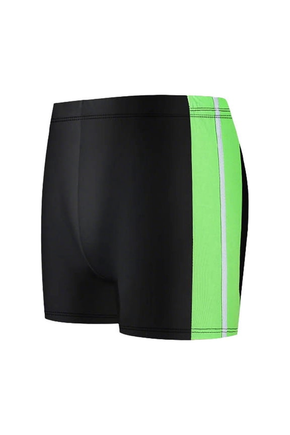 Mens Swim Trunks Quick Dry Stretch Board Shorts, Square Leg Lime Green Color Block Waist 28-38 Inch,Size Free Size