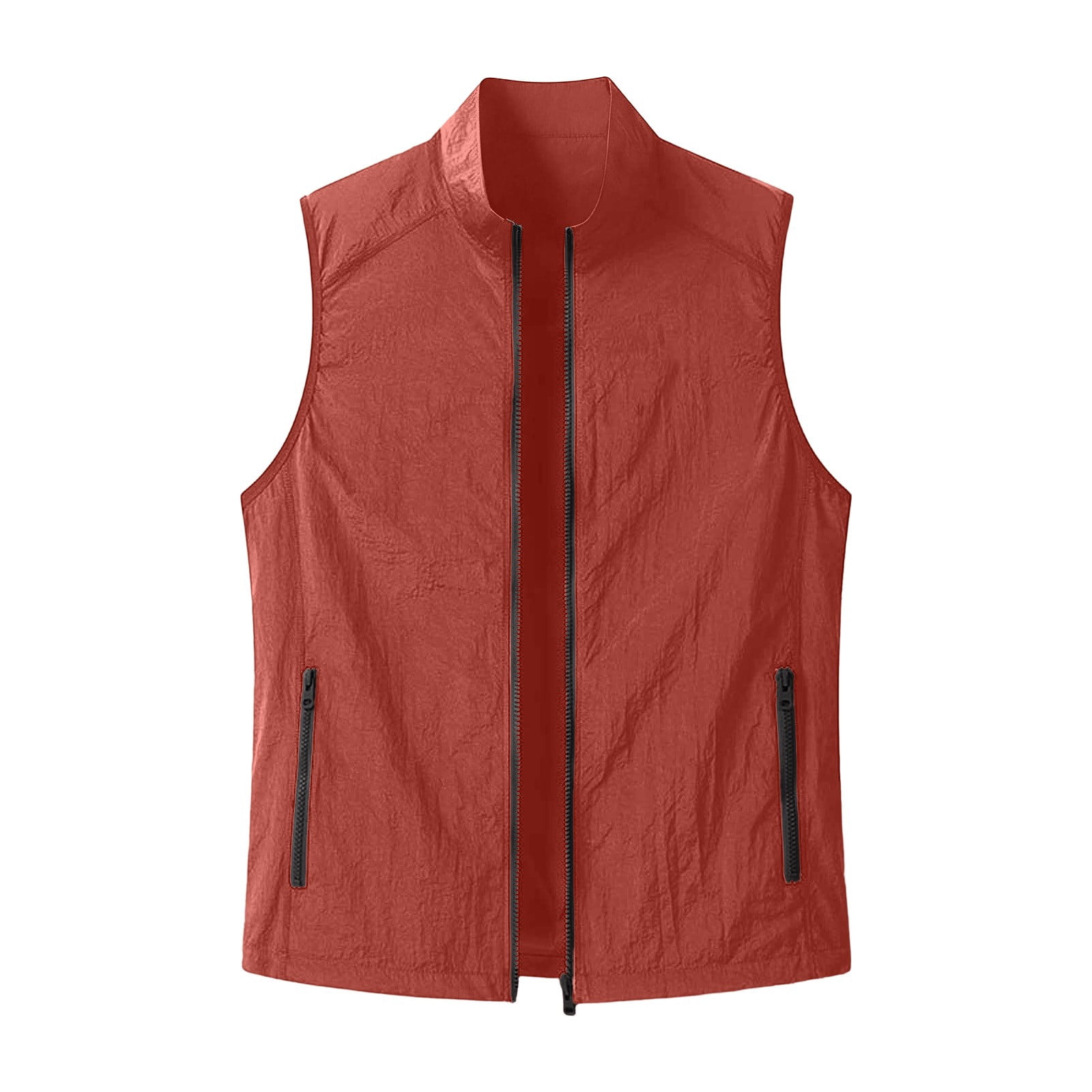 GUZOM Mens UPF 50+ Sun Vest Sleeveless Lightweight UV Protection Breathable Quick Dry Fishing Running Hiking Outdoor Shirt Red,Size XL