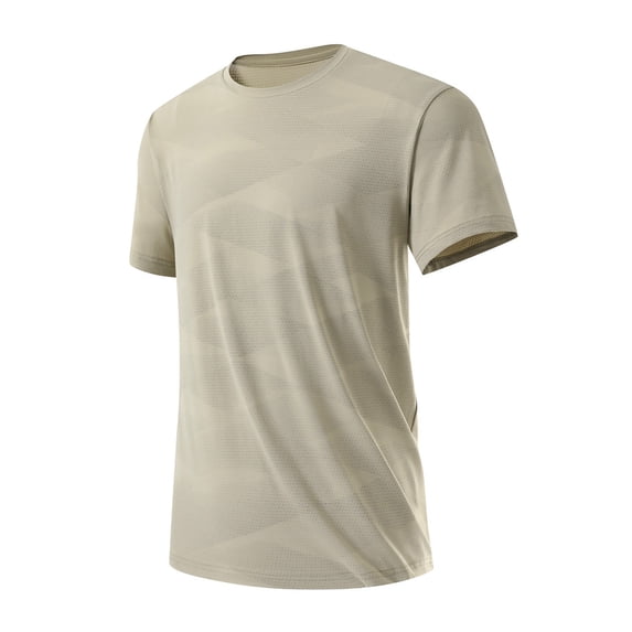 GUZOM Mens UPF Sun Protection Quick Dry Moisture Wicking Breathable Mesh Lightweight Athletic T-Shirt Khaki,Size XL