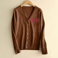 thumbnail image 1 of GUZOM Sweaters Womens Acrylic Cardigan with Pink Heart Wings - V-Neck Loose Fit S-XXXL, Brown for Casual Office Layering Everyday Wear,Size L, 1 of 5