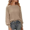 thumbnail image 1 of GUZOM Sweaters Womens Beige Balloon Sleeve Sweater - Polyester Loose Fit Crew Neck, Warm Lightweight Easy Care, Suitable for Spring/Auto/Winter, S-M-L-XL,Size L, 1 of 3