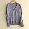 thumbnail image 1 of GUZOM Sweaters Womens Gray Acrylic Cardigan with Pink Heart Wings - Loose V-Neck S-XXXL for Casual Office Layering Everyday Wear,Size M, 1 of 5