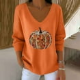 thumbnail image 1 of GUZOM Sweaters Womens Orange Pumpkin Top - Button & Pearl Embellished V-Neck Long Sleeve Loose Fit 100% Polyester, Plus Size S-XXXXXL for Fall Hall-oween Thanksgiving,Size S, 1 of 3