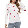 thumbnail image 1 of GUZOM Sweaters Womens White Heart Pattern Sweater - 100% Polyester Crew Neck Long Sleeve, Soft Durable, Valentine's Day Casual Wear, S/M/L/XL,Size L, 1 of 6