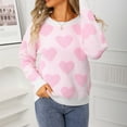 thumbnail image 1 of GUZOM Sweaters Womens White Heart Print Sweater - Soft Acrylic Textured, Relaxed Fit for Valentine's Day & Daily Casual Wear (S-XL),Size S, 1 of 9