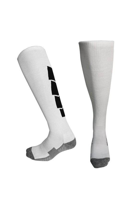 Unisex Cotton Knee-High Soccer Socks - White, Moisture-Wicking Breathable, Durable Cushioned for Youth & Amateur Athletes, 1 Pair,Size 6-13T