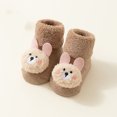 thumbnail image 1 of GUZOM Unisex Kids Socks 0-24 Months, Khaki Non-Slip Cotton Socks with 3D Bunny, Bootie-Style Warm Terry Cuff, Skin-Friendly Breathable for Crawling/Walking,Size M, 1 of 3