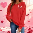 thumbnail image 1 of GUZOM Valentine's Day Red Love Graphic Sweatshirt for Women - Crew Neck Long Sleeve Relaxed Fit 100% Polyester Machine Washable Casual Festive Top,Size L, 1 of 8