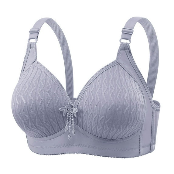 GUZOM Women's Comfortable Plus Size 42 Wireless Bra - Supportive for Everyday Wear, Adjustable Straps, Breathable, Silver
