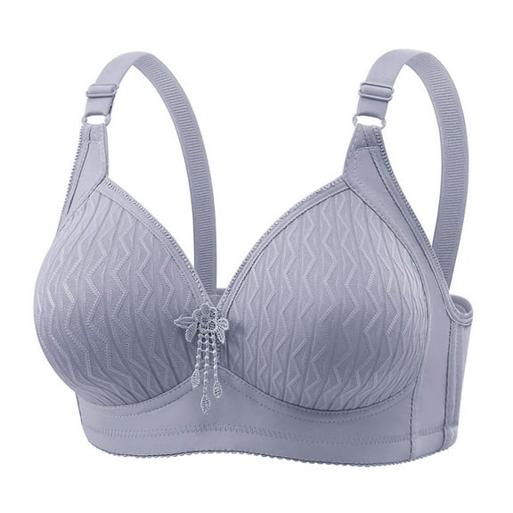 GUZOM Women's Comfortable Plus Size 42 Wireless Bra - Supportive for Everyday Wear, Adjustable Straps, Breathable, Silver