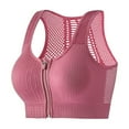 thumbnail image 1 of GUZOM Women's Front Zipper Sports Bra - Mesh Racerback, One Size Fits Most (S-L), Pink, Medium Impact, Breathable & Affordable, 1 of 6
