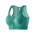 thumbnail image 1 of GUZOM Women's Front Zipper Sports Bra, Racerback Mesh Panel, Moisture Wicking, Medium Impact, Free Size (Fits S-L) - Green, 1 of 6
