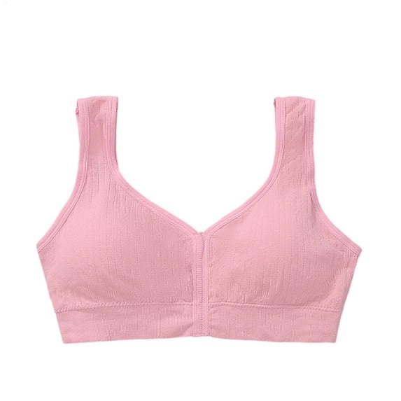 GUZOM Women's Plus Size 2XL Wireless Bra - Front Closure, Wide Straps, Comfortable for Everyday & Post-Surgery, Pink