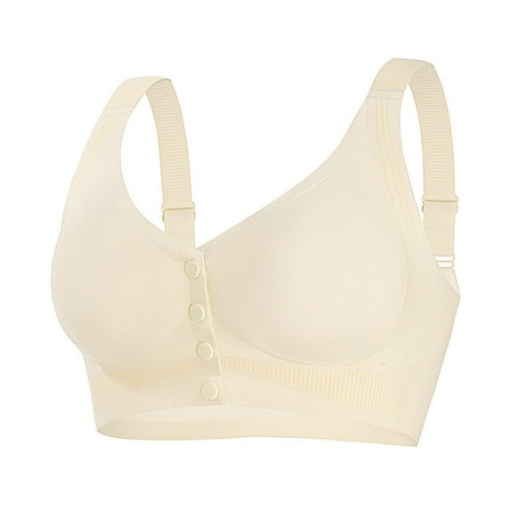 GUZOM Women's Plus Size 3XL Front Closure Wireless Bra - Stretchy, Breathable for Nursing, Seniors, Everyday Comfort, White
