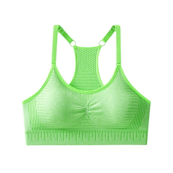 GUZOM Women's Wireless Seamless Racerback Sports Bra - Moderate Support, Breathable Moisture Wicking, Free Size, Green - Perfect for Yoga, Workout & Everyday Wear