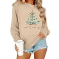 thumbnail image 1 of GUZOM Womens Beige Christmas Sweatshirt - 100% Polyester Loose Fit Crew Neck with Festive Christmas Tree Graphic, Casual Holiday Loungewear (XS-XL),Size S, 1 of 8