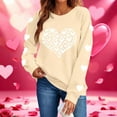 thumbnail image 1 of GUZOM Womens Beige Valentine's Day Sweatshirt, Oversized Crew Neck Long Sleeve Heart Print, 100% Polyester Machine Washable,Size XL, 1 of 8