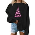 thumbnail image 1 of GUZOM Womens Black Christmas Sweatshirt - 100% Polyester Oversized Crew Neck with Pink Sparkling Christmas Tree Graphic, Festive Holiday Fall Winter Casual Wear,Size XS, 1 of 4