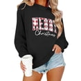 thumbnail image 1 of GUZOM Womens Black Christmas Sweatshirt - Plaid "Merry Christmas" Print, Soft 100% Polyester, Relaxed Fit Pullover (XS to XL),Size XS, 1 of 8