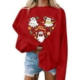 thumbnail image 1 of GUZOM Womens Christmas Hall-oween Cute Ghost Sweatshirt - Oversized Crew Neck, Merry and Fright Graphic, Red,Size XS, 1 of 4