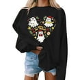 thumbnail image 1 of GUZOM Womens Christmas Hall-oween Oversized Crew Neck Sweatshirt - Cute Ghost & Merry and Fright Graphic, Black,Size M, 1 of 4