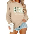 thumbnail image 1 of GUZOM Womens Christmas Pullover Sweatshirt - Plaid "Merry Christmas" Letter, Relaxed Fit, Soft 100% Polyester, Beige (XS-XL),Size XL, 1 of 8