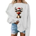 thumbnail image 1 of GUZOM Womens Christmas Reindeer Graphic Sweatshirt - Oversized Crew Neck Long Sleeves, Festive White Style for Holiday & Casual Wear,Size XS, 1 of 4