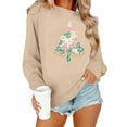 thumbnail image 1 of GUZOM Womens Christmas Sweatshirt, 100% Polyester Crewneck Long Sleeve with Christmas Tree Graphic & "Merry Christmas" Print, Beige Loose Casual Holiday Top,Size XL, 1 of 5