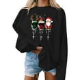 thumbnail image 1 of GUZOM Womens Christmas Sweatshirt - Oversized Crew Neck Long Sleeve, Wine Glass Graphic, Easy Care Polyester, Black for Holiday Gatherings & Casual Wear,Size S, 1 of 4
