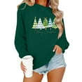 thumbnail image 1 of GUZOM Womens Christmas Tree Graphic Sweatshirt - Green Oversized Long Sleeve Crew Neck, Merry Christmas Print, Soft 100% Polyester for Holiday Parties & Daily Wear,Size M, 1 of 8