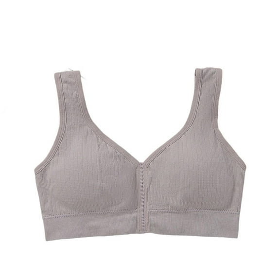 GUZOM Womens Comfortable Wireless Bra - Front Closure, Wide Straps, Everyday Wear, Size M, Gray
