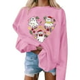 thumbnail image 1 of GUZOM Womens Cute Ghost Merry and Fright Sweatshirt - Christmas Hall-oween Oversized Crew Neck, Pink,Size L, 1 of 4
