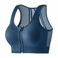 thumbnail image 1 of GUZOM Womens Front Zipper Racerback Mesh Sports Bra - Breathable, Stretchy, Medium Impact, Free Size, Blue, 1 of 6