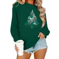 thumbnail image 1 of GUZOM Womens Green Christmas Sweatshirt, 100% Polyester Crewneck Long Sleeve with Bow Christmas Tree & Merry Christmas Print, Loose Casual Holiday Top,Size S, 1 of 8