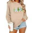 thumbnail image 1 of GUZOM Womens Oversized Christmas Graphic Sweatshirt - Long Sleeve Crew Neck, Beige with Christmas Tree & Merry Christmas Print, Soft 100% Polyester for Holiday Parties,Size L, 1 of 8