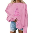 thumbnail image 1 of GUZOM Womens Pink Christmas Sweatshirt - 100% Polyester Oversized Crew Neck with Sparkling Pink Christmas Tree Graphic, Festive Casual Wear for Fall Winter Holidays,Size XS, 1 of 4