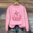 thumbnail image 1 of GUZOM Womens Pink Crew Neck Sweatshirt - Oversized Relaxed Fit, Fall Hall-oween Pink Pumpkin, Pink Ribbon Breast Cancer Awareness, Soft 100% Polyester,Size XS, 1 of 3