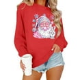 thumbnail image 1 of GUZOM Womens Red Christmas Sweatshirt with Santa Bubble Gum Peace Sign - Relaxed Fit Crew Neck 100% Polyester XS-XL Festive Holiday Casual Wear,Size XL, 1 of 8