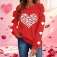 thumbnail image 1 of GUZOM Womens Red Oversized Valentine's Day Sweatshirt, Crew Neck Long Sleeve Heart Print, 100% Polyester Machine Washable,Size S, 1 of 8