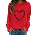 thumbnail image 1 of GUZOM Womens Red Sweatshirt, Valentine's Day Heart Graphic Crewneck Long Sleeve Relaxed Fit 100% Polyester Casual Pullover,Size S, 1 of 3