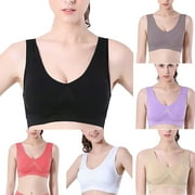 GUZOM Womens Sports Bras Clearance Push Up Bras Bralette Wirefree Full Figure Plus Size Bras, Beige XXL