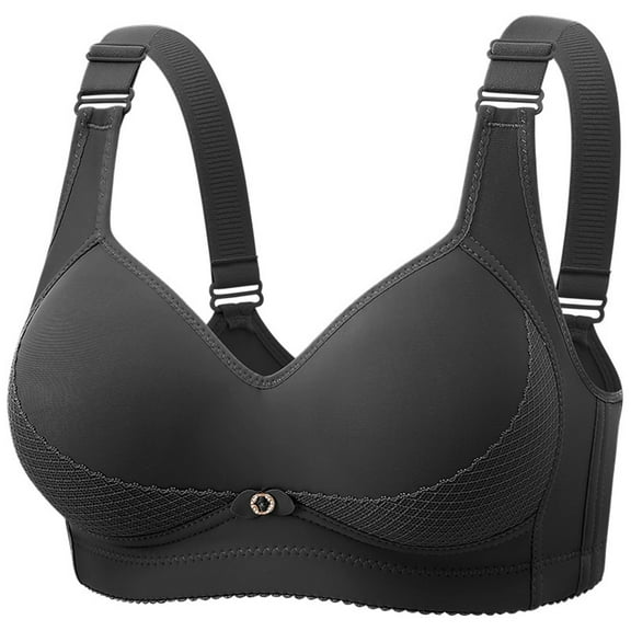 GUZOM Womens Supportive Wireless Full Coverage Bra - Size 40, Black - Front Closure, Wide Band, Adjustable Straps - Everyday Comfort