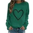 thumbnail image 1 of GUZOM Womens Valentine's Day Heart Graphic Sweatshirt, Crewneck Long Sleeve Relaxed Fit 100% Polyester Casual Army Green Pullover,Size S, 1 of 3