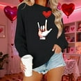 thumbnail image 1 of GUZOM Womens Valentine's Day Sweatshirt, Black Oversized Off-The-Shoulder with Pixel Rock On Hand Heart Print,Size XL, 1 of 6