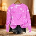 thumbnail image 1 of GUZOM Womens Valentine's Day Sweatshirt, Pink Heart Print Long Sleeve Crew Neck, 100% Polyester Soft Relaxed Fit S-5XL,Size 5XL, 1 of 5
